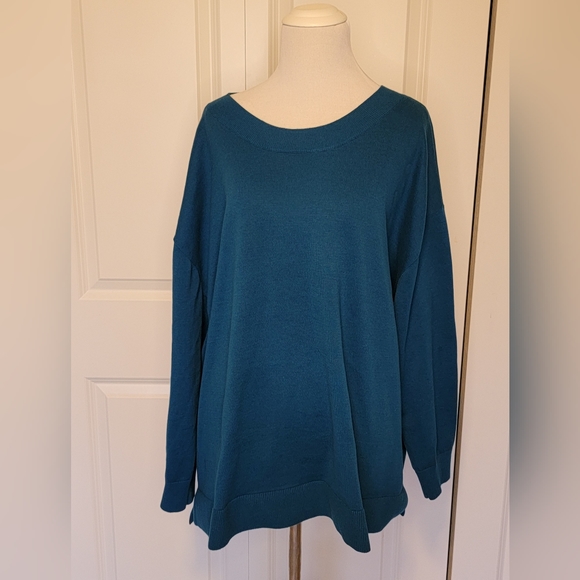 Lands' End Women's Plus Size Scoop Neck Sweater in Midnight Blue - 3X - Picture 6 of 10